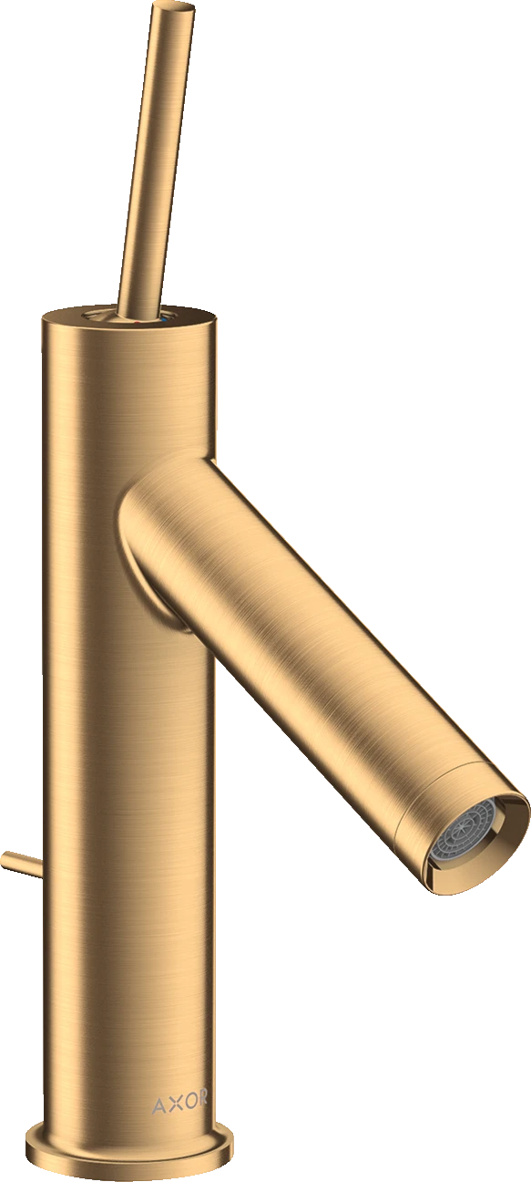 Axor Starck Single Lever Basin Mixer 90 With Pin Handle And Pop-up Waste Brushed Brass