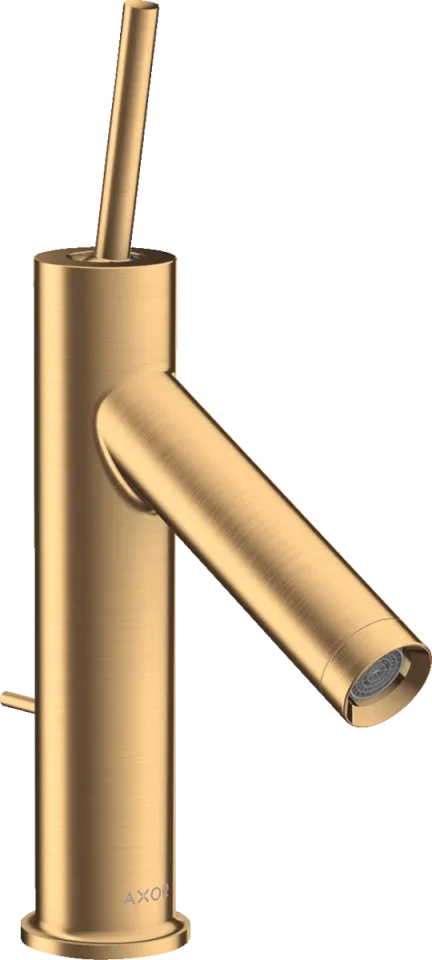Axor Starck Single Lever Basin Mixer 90 With Pin Handle And Pop-up Waste Brushed Brass product image - Image 1