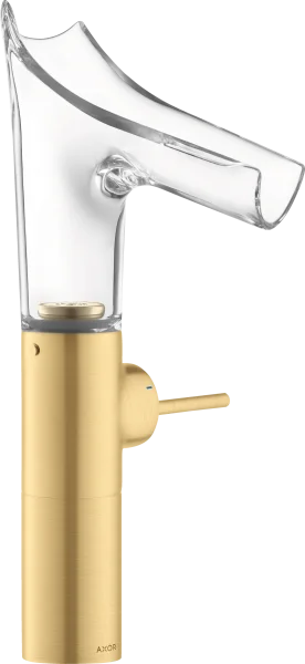 Axor Starck V Single Lever Basin Mixer 220 With Glass Spout For Wash Bowls Without Waste Gold Brushed