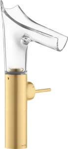 Axor Starck V Single Lever Basin Mixer 220 With Glass Spout For Wash Bowls Without Waste Gold Brushed
