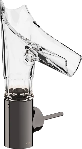 Axor Starck V Single Lever Basin Mixer 140 With Glass Spout - Bevel Cut Without Waste Polished Black Chrome