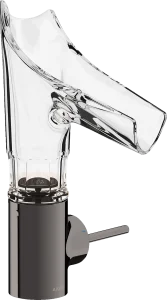 Axor Starck V Single Lever Basin Mixer 140 With Glass Spout - Bevel Cut Without Waste Polished Black Chrome