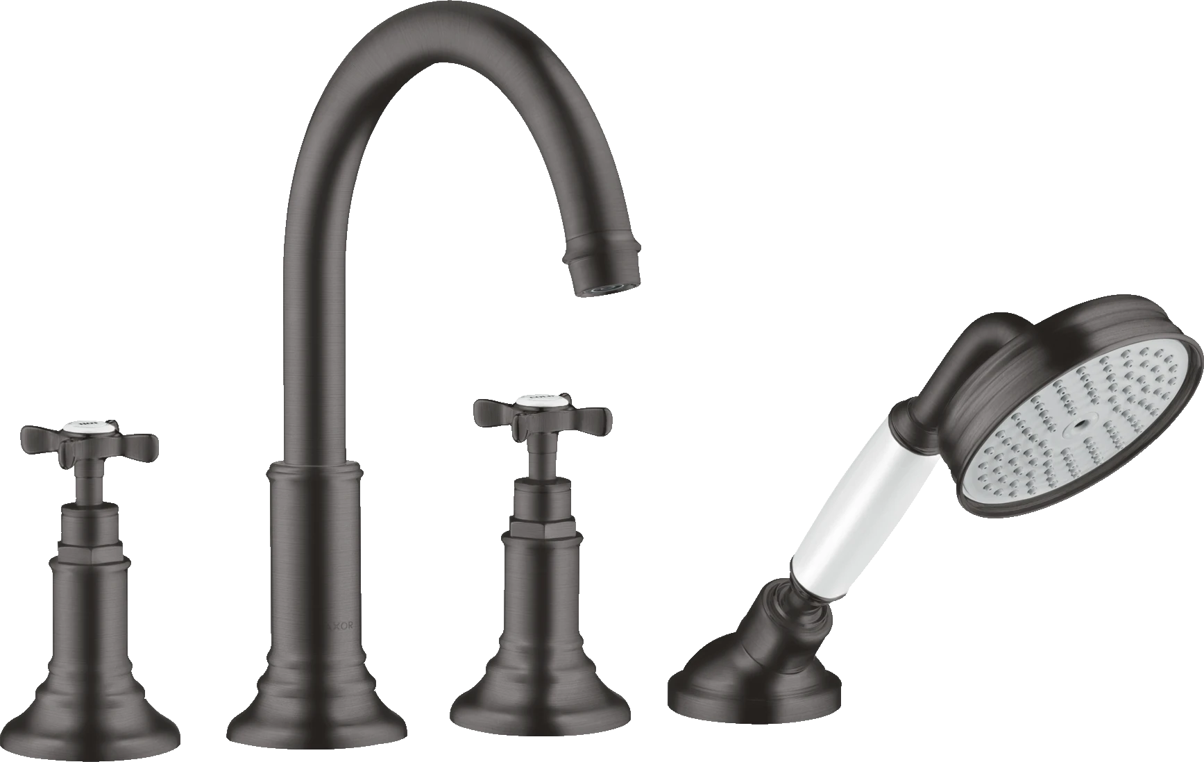 Axor Montreux 4-hole Rim-mounted Bath Mixer With Cross Handles Brushed Black Chrome