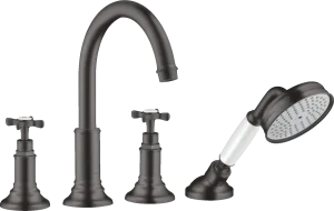 Axor Montreux 4-hole Rim-mounted Bath Mixer With Cross Handles Brushed Black Chrome