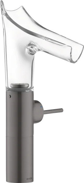 Axor Starck V Single Lever Basin Mixer 220 With Glass Spout For Wash Bowls Without Waste Brushed Black Chrome