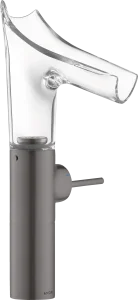 Axor Starck V Single Lever Basin Mixer 220 With Glass Spout For Wash Bowls Without Waste Brushed Black Chrome