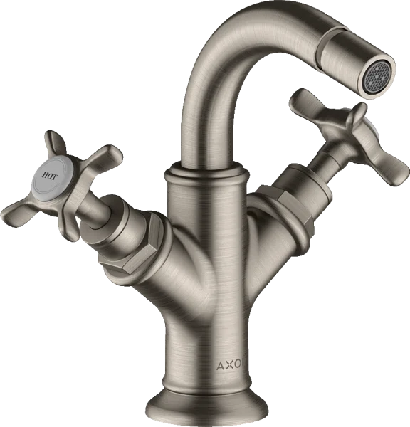 Axor Montreux 2-handle Bidet Mixer With Cross Handles And Pop-up Waste Stainless Steel