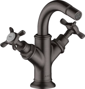 Axor Montreux 2-handle Bidet Mixer With Cross Handles And Pop-up Waste Brushed Black Chrome