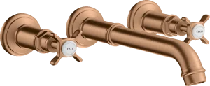 Axor Montreux 3-hole Basin Mixer For Concealed Installation Wall-mounted And Cross Handles Brushed Bronze