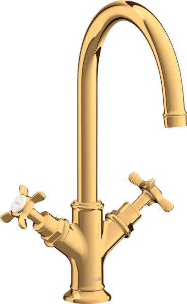 Axor Montreux 2-handle Basin Mixer 210 With Cross Handles And Pop-up Waste Gold Polished