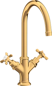 Axor Montreux 2-handle Basin Mixer 210 With Cross Handles And Pop-up Waste Gold Polished