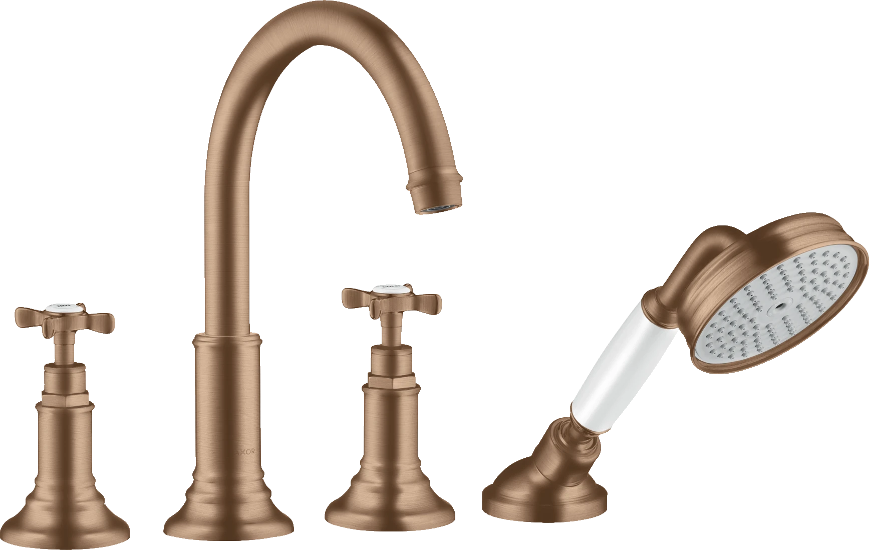 Axor Montreux 4-hole Rim-mounted Bath Mixer With Cross Handles Brushed Red Gold