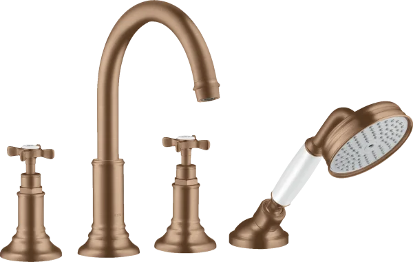 Axor Montreux 4-hole Rim-mounted Bath Mixer With Cross Handles Brushed Red Gold