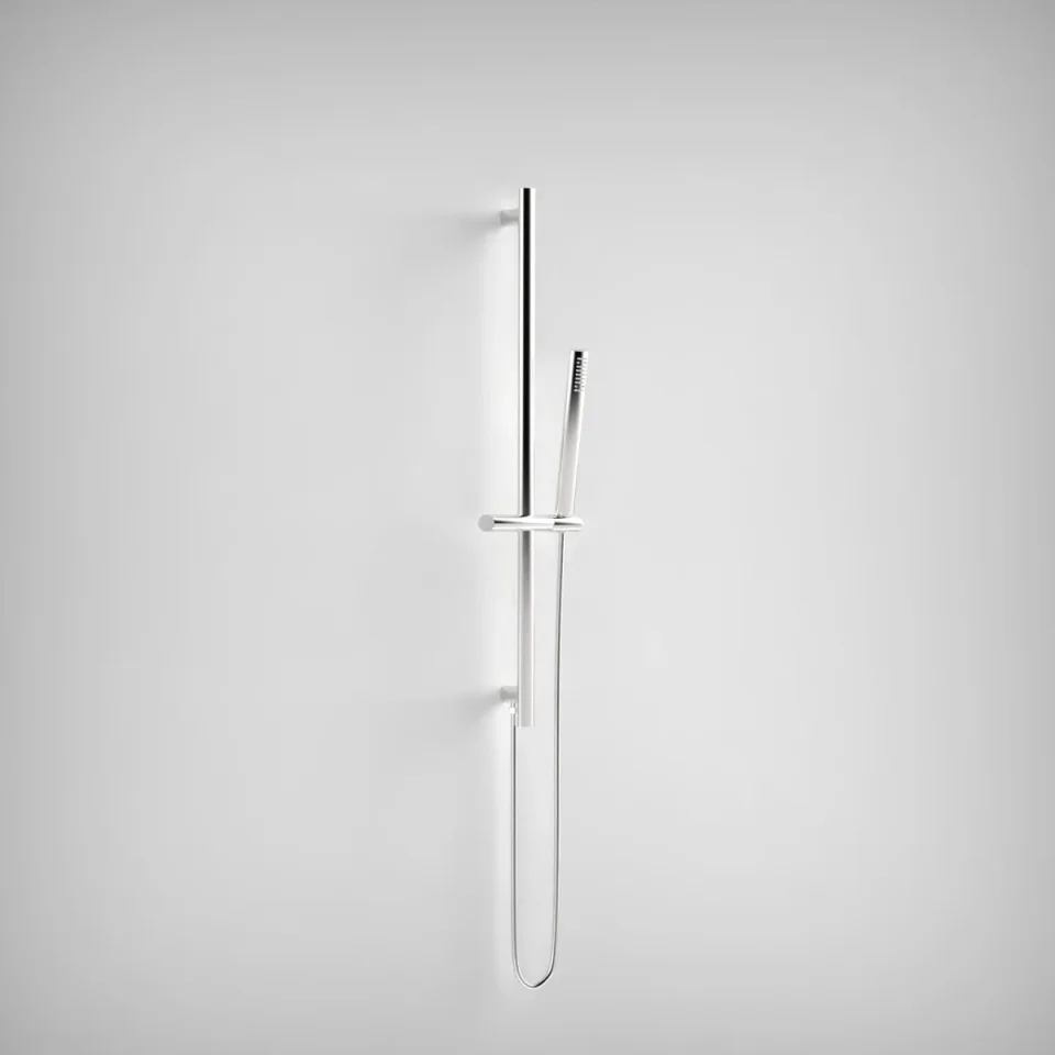 Ava Integrated Round Shower Slide Rail Kit - Polished Stainless Steel detail view - Image 3