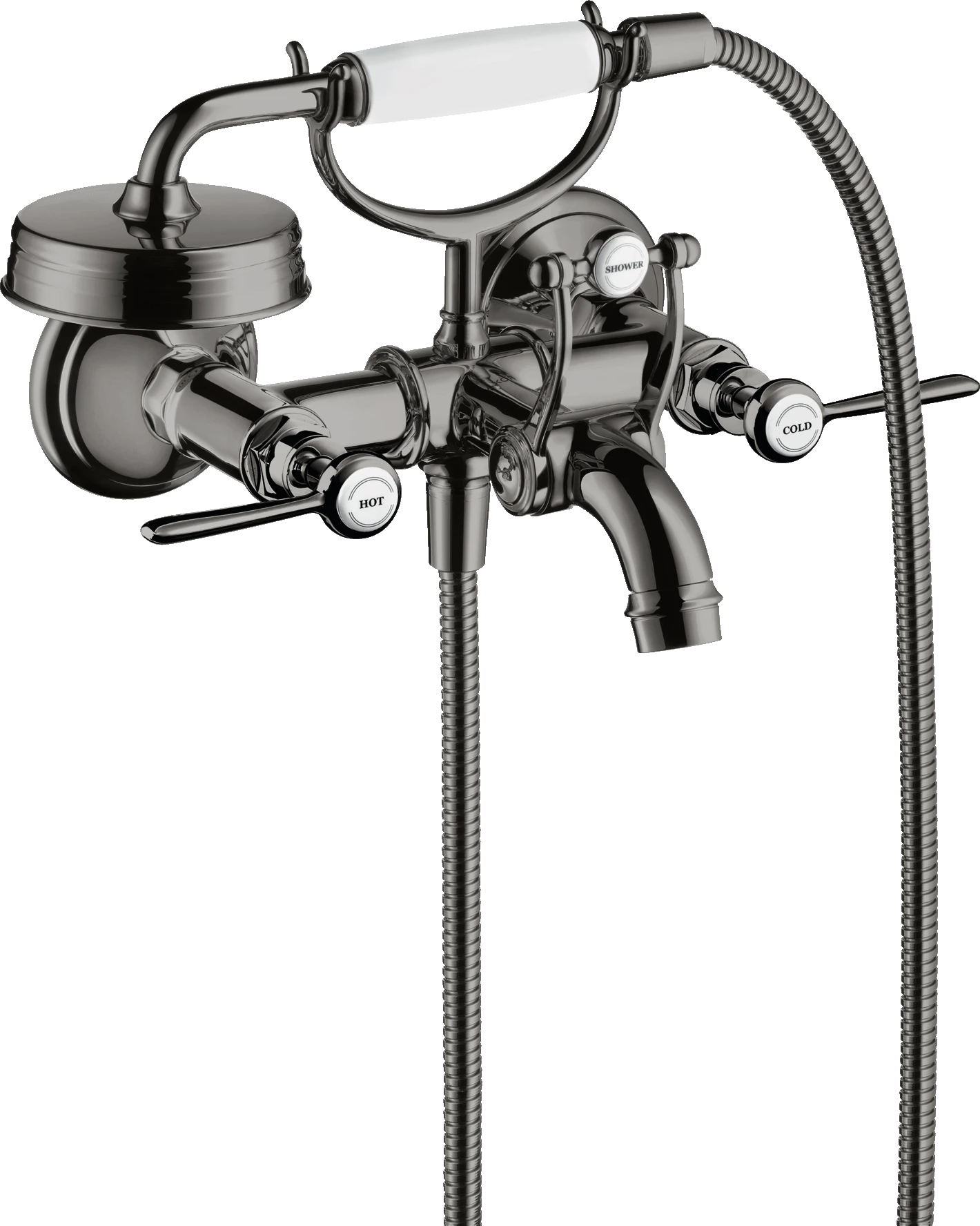 Axor Montreux 2-handle Manual Bath Mixer For Exposed Installation With Lever Handles Polished Black Chrome