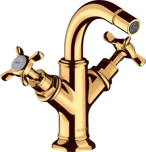 Axor Montreux 2-handle Bidet Mixer With Cross Handles And Pop-up Waste Gold Polished