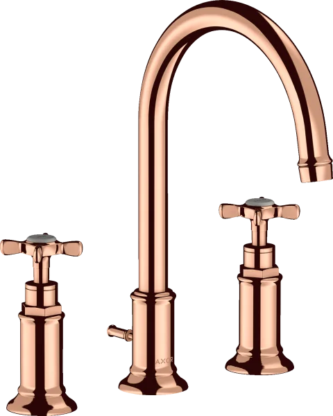 Axor Montreux 3-hole Basin Mixer 180 With Cross Handles And Pop-up Waste Polished Red Gold