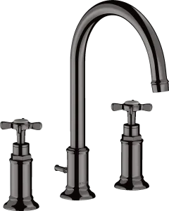 Axor Montreux 3-hole Basin Mixer 180 With Cross Handles And Pop-up Waste Polished Black Chrome