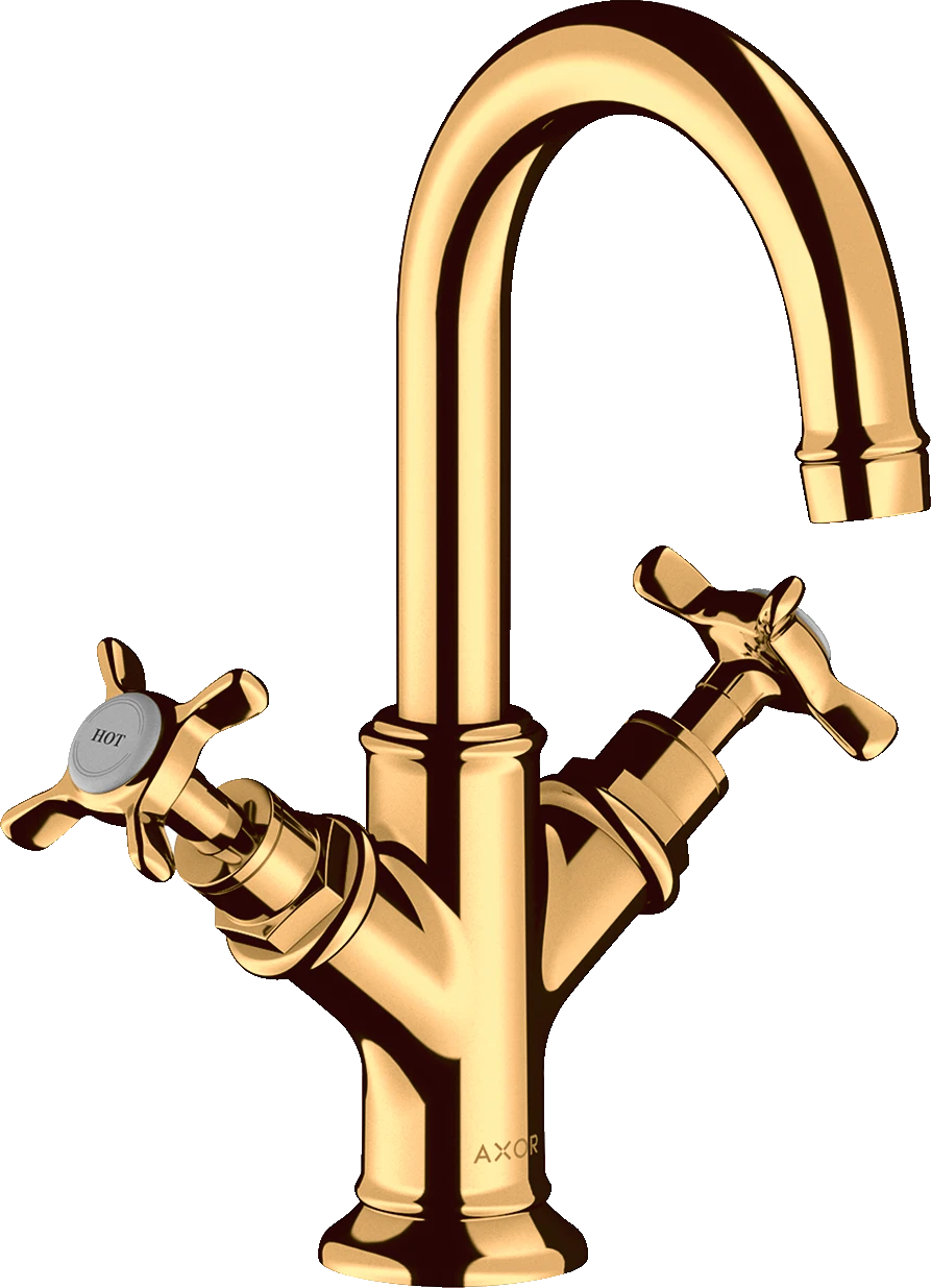 Axor Montreux 2-handle Basin Mixer 160 With Cross Handles For Cloakroom Basins With Pop-up Waste Gold Polished