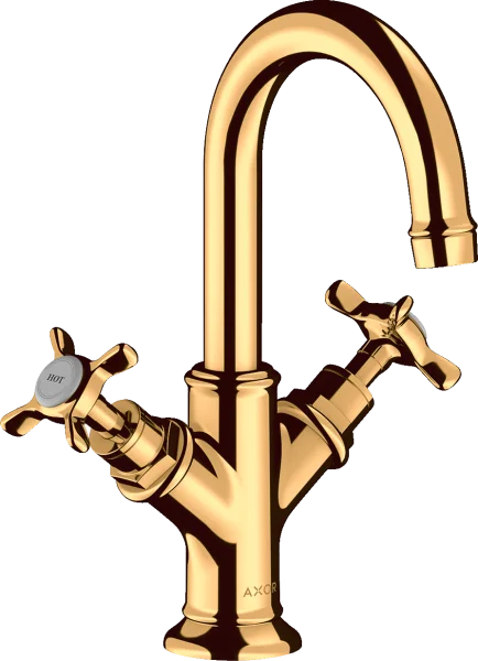 Axor Montreux 2-handle Basin Mixer 160 With Cross Handles For Cloakroom Basins With Pop-up Waste Gold Polished
