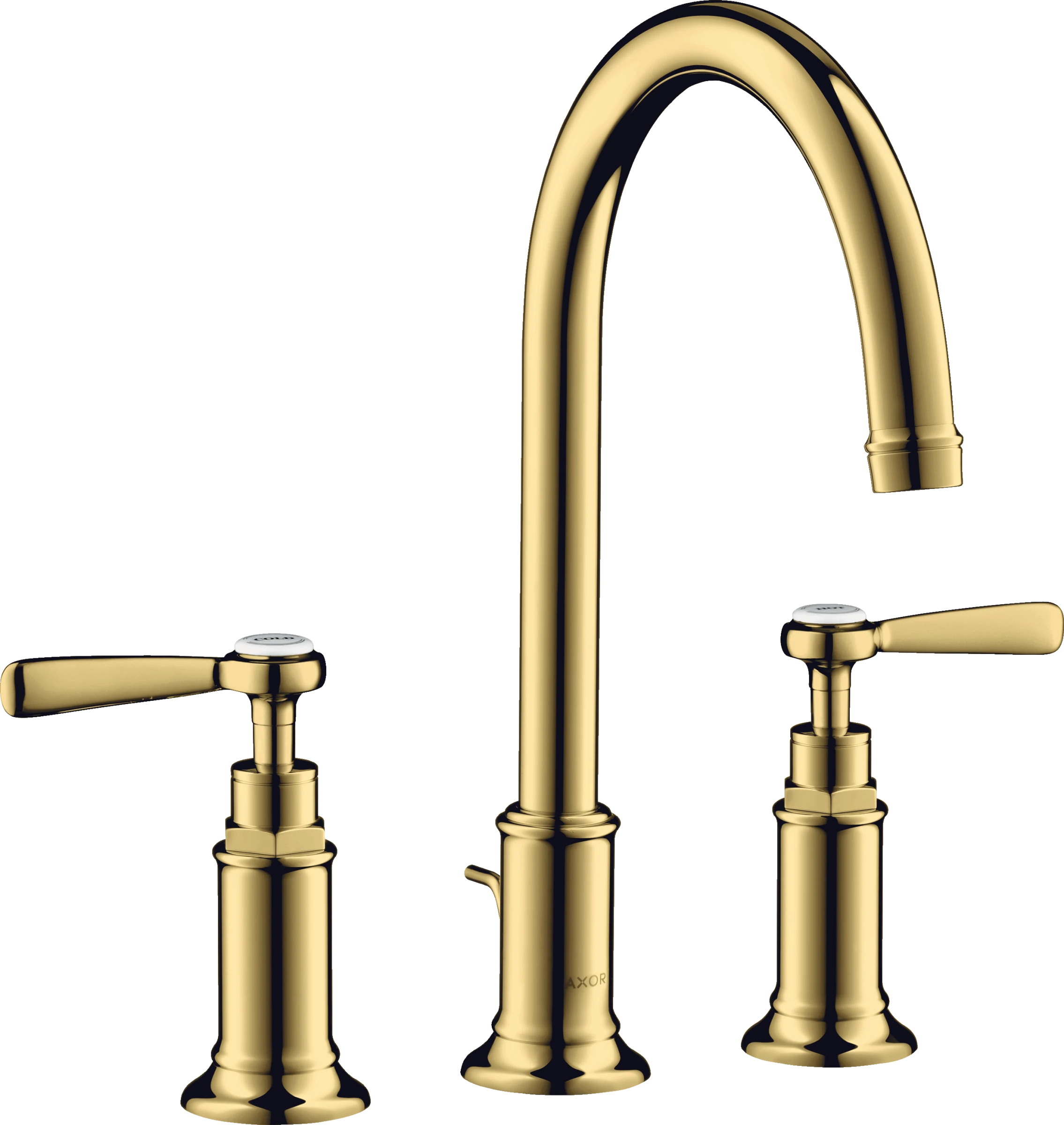 Axor Montreux 3-hole Basin Mixer 180 With Lever Handles And Pop-up Waste Gold Polished