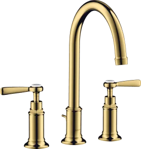 Axor Montreux 3-hole Basin Mixer 180 With Lever Handles And Pop-up Waste Gold Polished