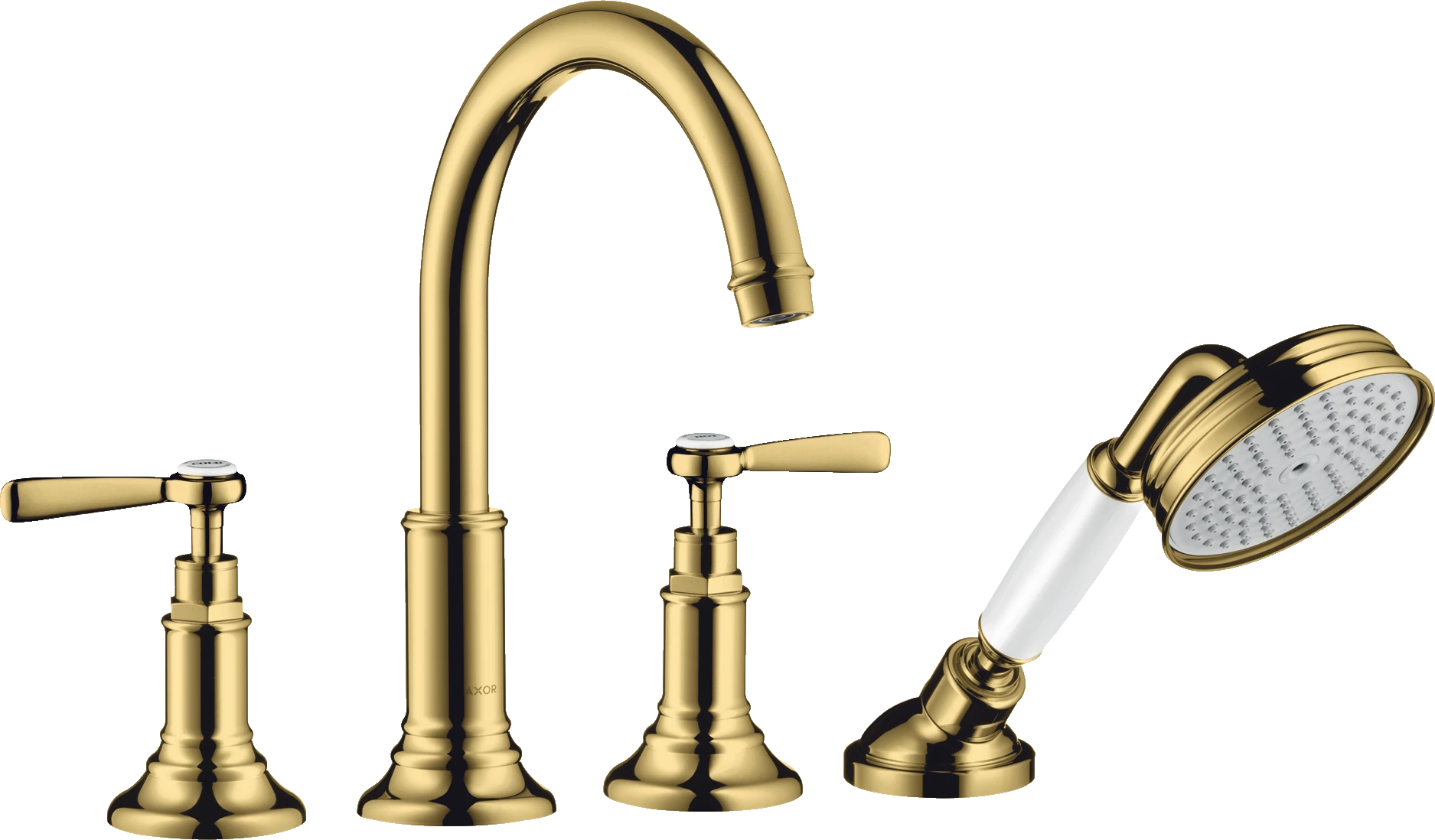 Axor Montreux 4-hole Tile Mounted Bath Mixer With Lever Handles Gold Polished
