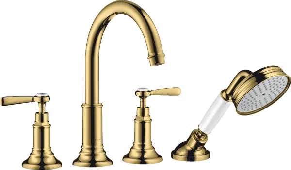 Axor Montreux 4-hole Tile Mounted Bath Mixer With Lever Handles Gold Polished