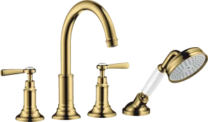 Axor Montreux 4-hole Tile Mounted Bath Mixer With Lever Handles Gold Polished