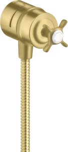 Axor Montreux Wall Outlet Stop With Non-return Valve, Shut-off Valve And Cross Handle Brushed Brass