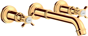 Axor Montreux 3-hole Basin Mixer For Concealed Installation Wall-mounted And Cross Handles Gold Polished