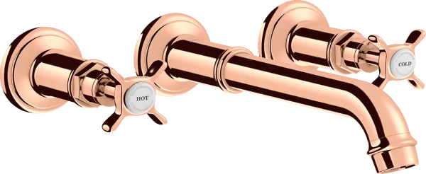 Axor Montreux 3-hole Basin Mixer For Concealed Installation Wall-mounted And Cross Handles Polished Red Gold