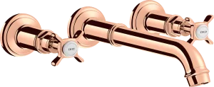 Axor Montreux 3-hole Basin Mixer For Concealed Installation Wall-mounted And Cross Handles Polished Red Gold