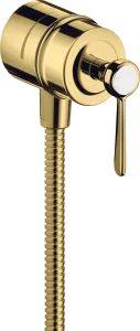 Axor Montreux Wall Outlet Stop With Non-return Valve, Shut-off Valve And Lever Handle Gold Polished