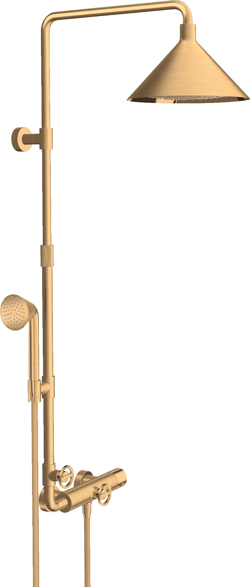 Axor Showers/front Showerpipe With Thermostatic Mixer And 2jet Overhead Shower 240 Brushed Brass