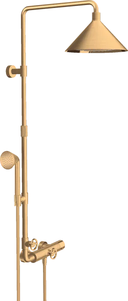 Axor Showers/front Showerpipe With Thermostatic Mixer And 2jet Overhead Shower 240 Brushed Brass