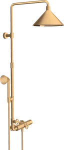 Axor Showers/front Showerpipe With Thermostatic Mixer And 2jet Overhead Shower 240 Brushed Brass