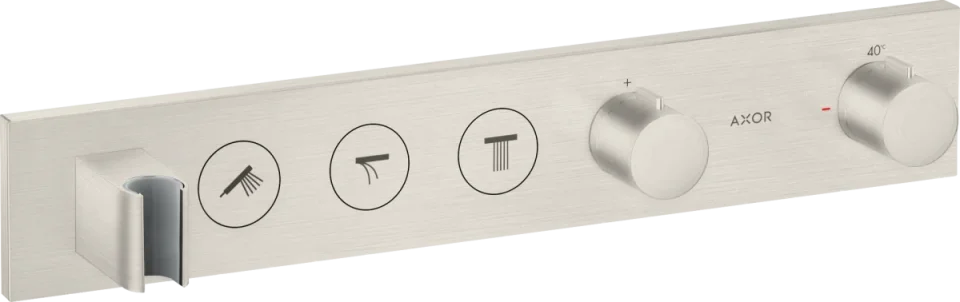 Axor Showersolutions Thermostatic Module Select 530/90 For Concealed Installation For 3 Outlets Stainless Steel Optic product image - Image 1