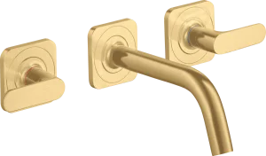 Axor Citterio M 3-hole Basin Mixer For Concealed Installation Wall-mounted With Spout 166 Mm, Lever Handles And Escutcheons Gold Brushed