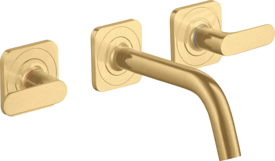 Axor Citterio M 3-hole Basin Mixer For Concealed Installation Wall-mounted With Spout 166 Mm, Lever Handles And Escutcheons Brushed Gold Optic product image - Image 1