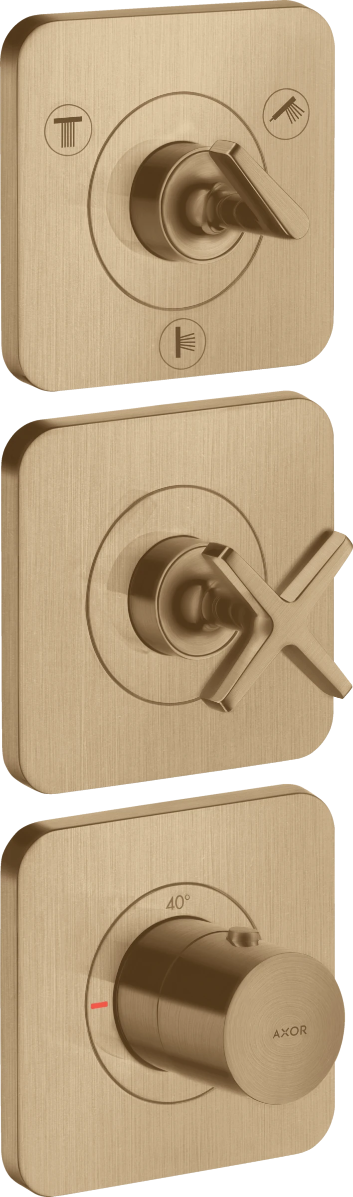 Axor Citterio E Thermostatic Module 380/120 For Concealed Installation For 3 Outlets With Escutcheons Brushed Bronze