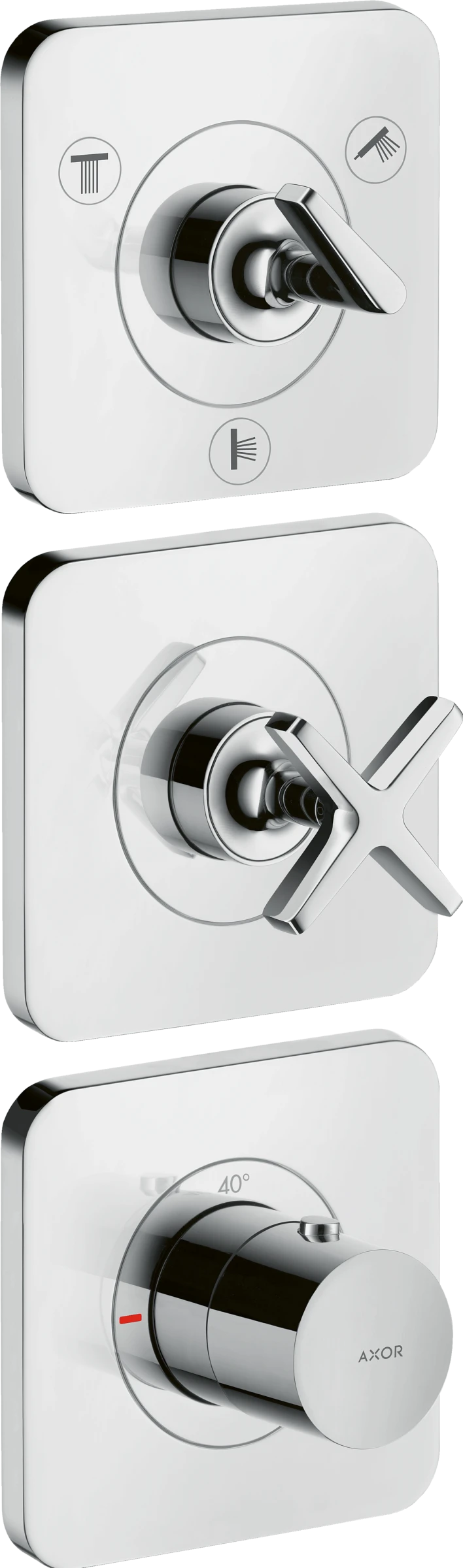 Axor Citterio E Thermostatic Module 380/120 For Concealed Installation For 3 Outlets With Escutcheons Stainless Steel