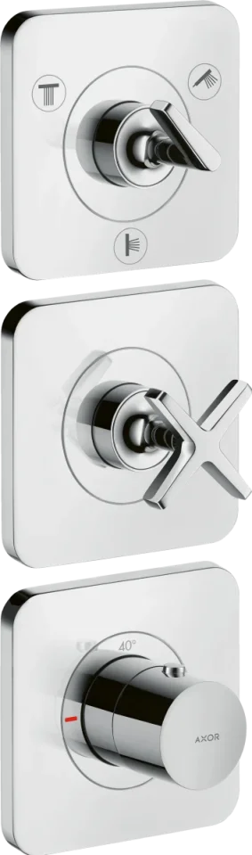 Axor Citterio E Thermostatic Module 380/120 For Concealed Installation For 3 Outlets With Escutcheons Stainless Steel Optic product image - Image 1