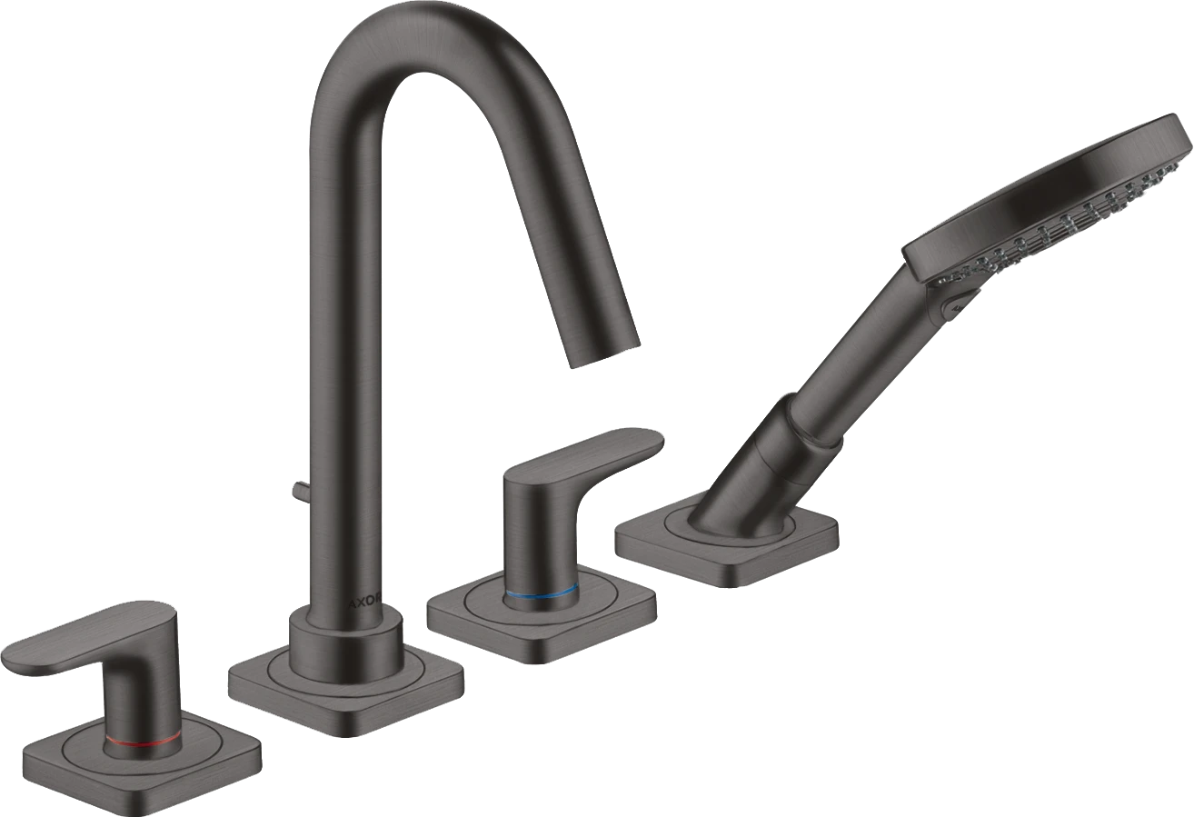 Axor Citterio M 4-hole Rim-mounted Bath Mixer With Lever Handles And Escutcheons Brushed Black Chrome