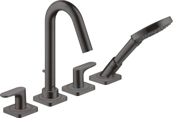 Axor Citterio M 4-hole Rim-mounted Bath Mixer With Lever Handles And Escutcheons Brushed Black Chrome