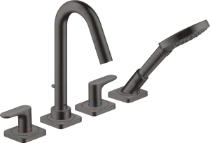Axor Citterio M 4-hole Rim-mounted Bath Mixer With Lever Handles And Escutcheons Brushed Black Chrome