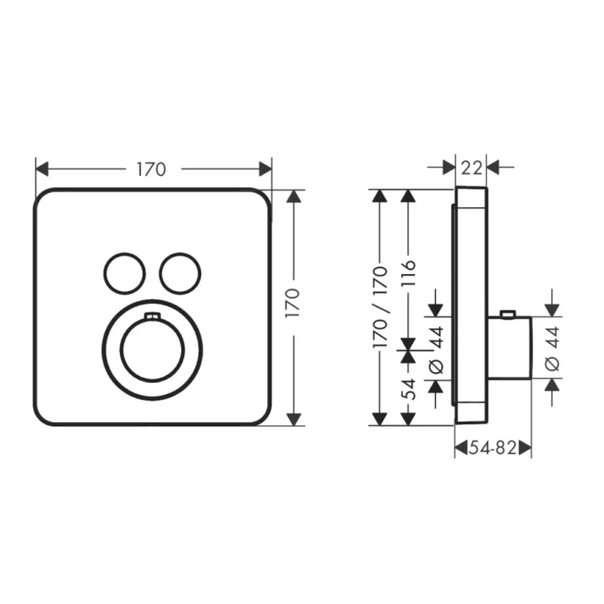Axor Showersolutions Thermostatic Shower Mixer Concealed 220 X 180 X 140mm Black - Matt detail view - Image 2