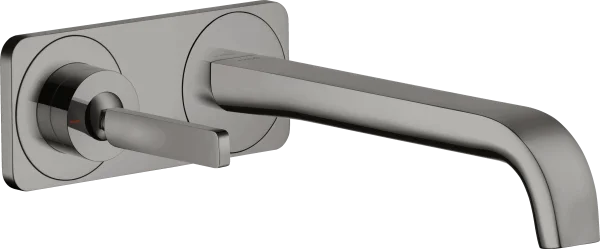 Axor Citterio E Single Lever Basin Mixer Wall-mounted With Pin Handle, Spout 221 Mm And Plate Polished Black Chrome