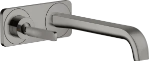 Axor Citterio E Single Lever Basin Mixer Wall-mounted With Pin Handle, Spout 221 Mm And Plate Polished Black Chrome