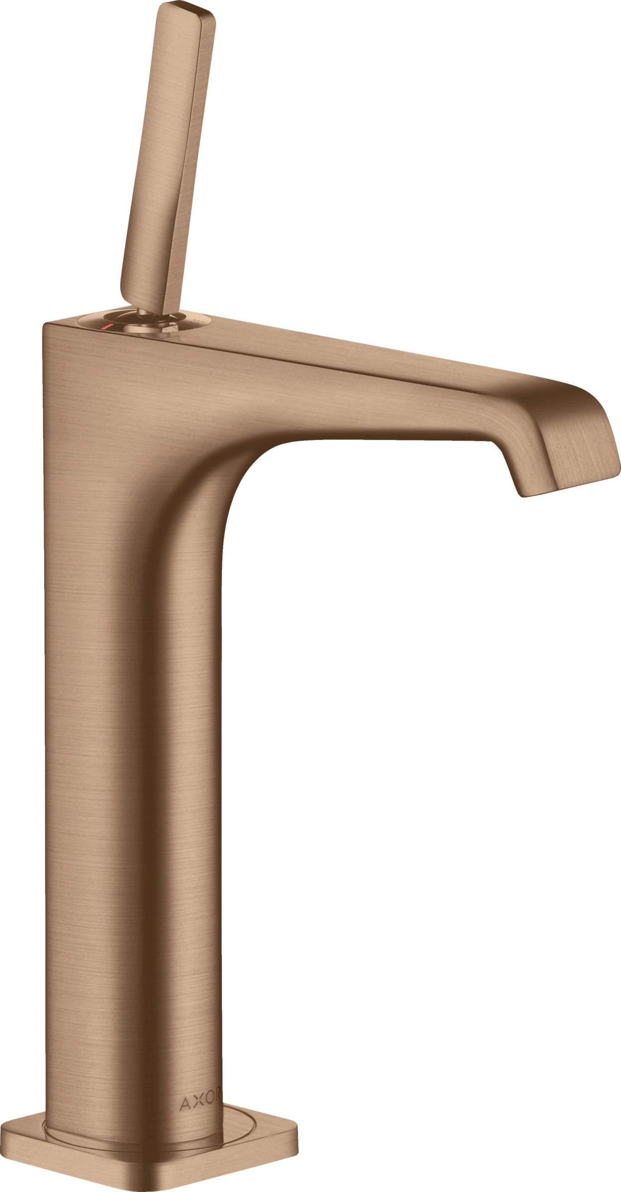 Axor Citterio E Single Lever Basin Mixer 190 With Pin Handle For Wash Bowls With Waste Brushed Red Gold